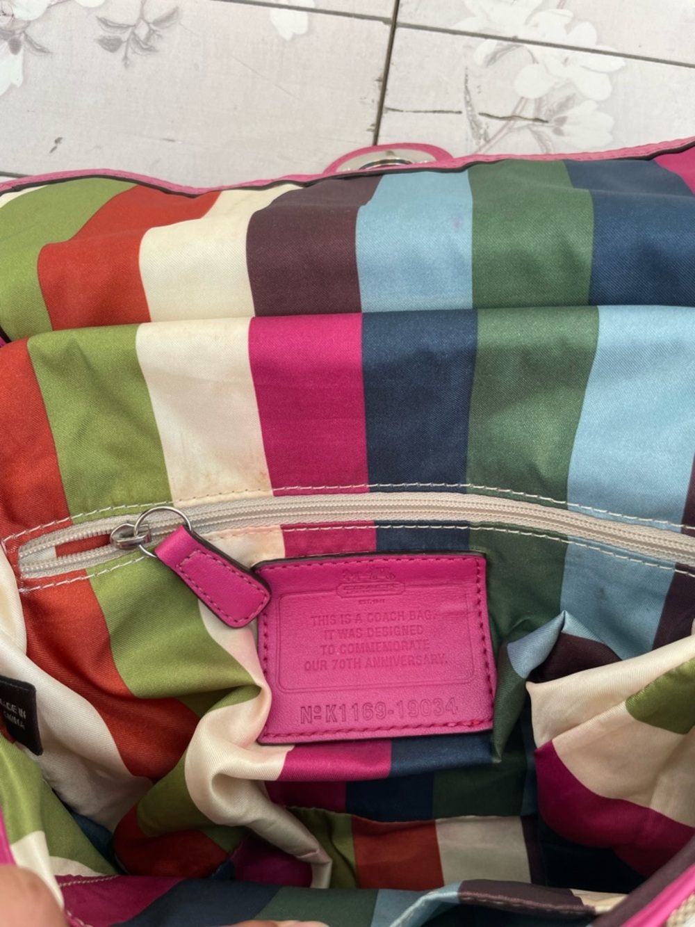 Coach Brown Signature Canvas Crossbody with Pink Trim - Picture 10 of 10